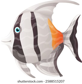 Fish Vector Grey Draw Graphic Cute Funny amusing animal animated animation b bubbles character cheerful children clip-art comics corals depth diver diving drawing fairy icon animal underwater water