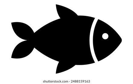 Fish vector icon. Fish black silhouette.