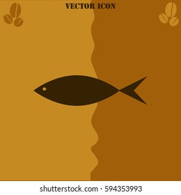 Fish vector  icon. Coffee symbol background.