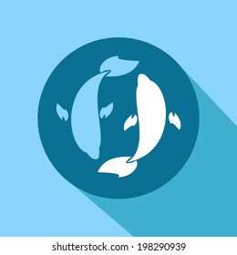 Fish vector icon. Flat design style