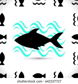 Fish Vector Icon Isolated. Black Seafood Logo. Simple Aquatic Animal Silhouette. Fishing Symbol or Black and White Pictogram