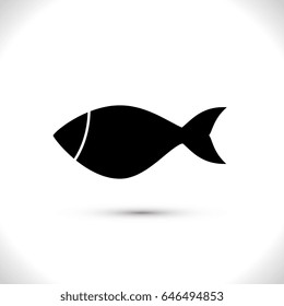 Fish Vector Icon Isolated. Black Seafood Logo. Simple Aquatic Animal Silhouette.  