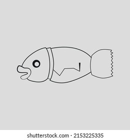 Fisch-Vektorsymbol im minimalistischen Linienstil