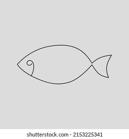 Fish vector icon in minimalist line style