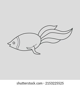 Icono de vector de peces en estilo de línea minimalista