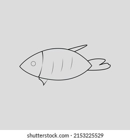 Icono de vector de peces en estilo de línea minimalista