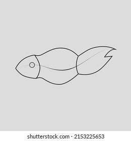 Fish vector icon in minimalist line style
