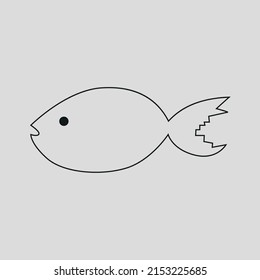 Fish vector icon in minimalist line style