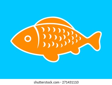 Fish vector icon on blue background
