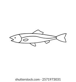 Fish vector icon. River fish illustration. Fishing symbol. Seafood icon. Isolated on White Background.