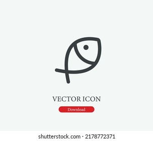 Fish vector icon. Symbol in Line Art Style for Design, Presentation, Website or Mobile Apps Elements, Logo. Fish symbol illustration. Pixel vector graphics - Vector