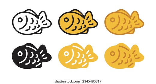 fish vector icon Taiyaki japanese bakery food snack salmon tuna doodle cartoon character symbol illustration design clip art