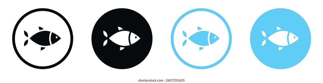 Fish vector icons in black and blue colors