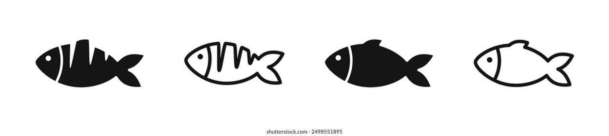 Fish vector icons. Vector fish. Fish illustration. Fishing symbols. Seafood icons.