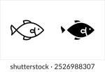 Fish vector icons set. Vector outline fish icons. Fishing symbols. Seafood icons, vector illustration on white background