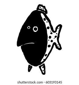  Fish. Vector illustration of an aquarium fish. Hand drawn cartoon fish.