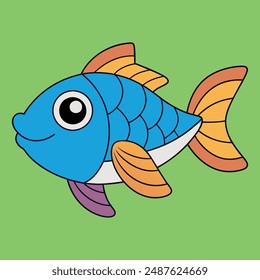 Fish Vector Illustration Cartoon Clipart and Line Art Design for Digital Downloads
