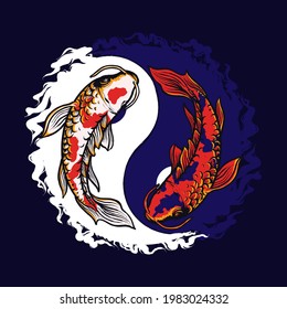 fish vector illustration design in the form of koi yin and yang which is suitable for t-shirt design and others