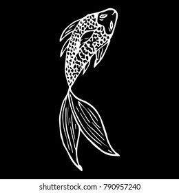 Fish vector illustration. Doodle style. Design, print, decor, textile, paper