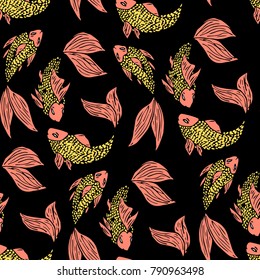 Fish vector illustration. Doodle style. Design, print, decor, textile, paper
