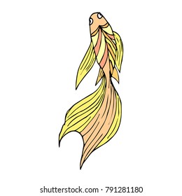 Fish vector illustration. Doodle style. Design, print, decor, textile, paper