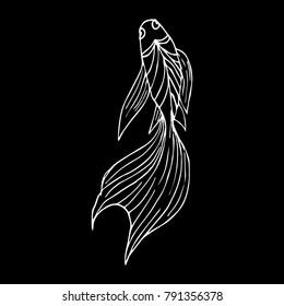 Fish vector illustration. Doodle style. Design, print, decor, textile, paper