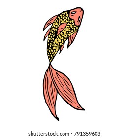 Fish vector illustration. Doodle style. Design, print, decor, textile, paper