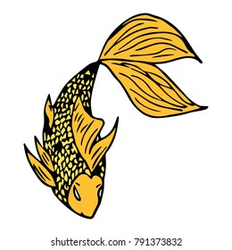Fish vector illustration. Doodle style. Design, print, decor, textile, paper