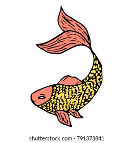 Fish vector illustration. Doodle style. Design, print, decor, textile, paper
