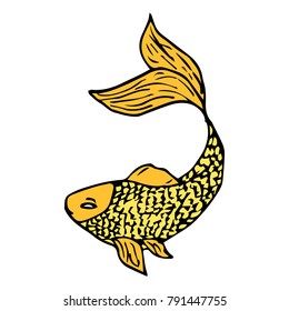 Fish vector illustration. Doodle style. Design, print, decor, textile, paper