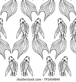 Fish vector illustration. Doodle style. Design, print, decor, textile, paper