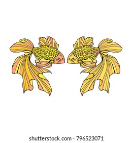 Fish vector illustration. Doodle style. Design, print, logo, decor, textile, paper.