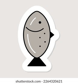 Pescado. Ilustración vectorial del estilo de arte de línea. Pegatina.