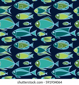 Fish vector illustration. Seamless pattern