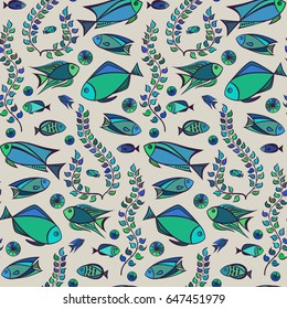 Fish vector illustration. Seamless pattern.