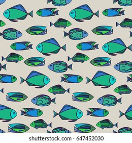 Fish vector illustration. Seamless pattern.