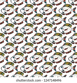 fish vector illustration. Tropical fish, sea fish, aquarium fish. Seamless pattern