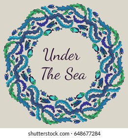 Fish vector illustration. Vintage card.