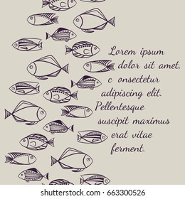 Fish vector illustration. Vintage card.