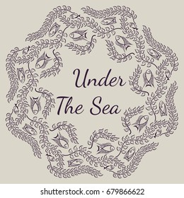 Fish vector illustration. Vintage card.