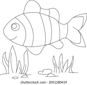 Fish vector image used for coloring children's learning material