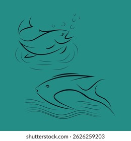 Fish vector line art, Drawing illustration 