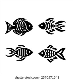 fish vector  line art on white background.