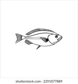 Una obra de arte en línea vectorial de peces.
