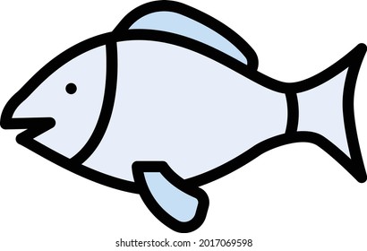fish vector line colour icon