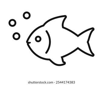 Fish vector line icon isolated on white background. Simple flat illustration of fish contour drawing.