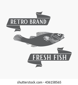 Fish - vector. Logo, badge or label design template