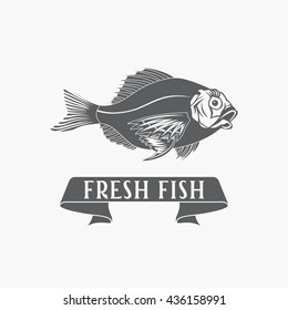 Fish - vector. Logo, badge or label design template