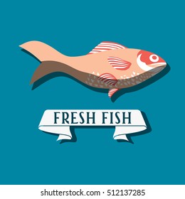 Fish - vector. Logo, badge or label design template