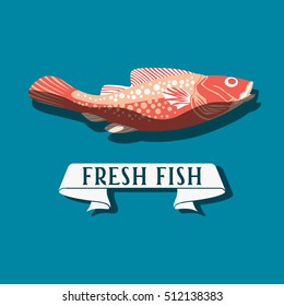 Fish - vector. Logo, badge or label design template